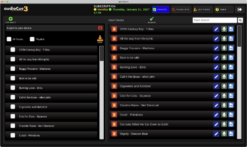 how to share and backup tracks in audiocue